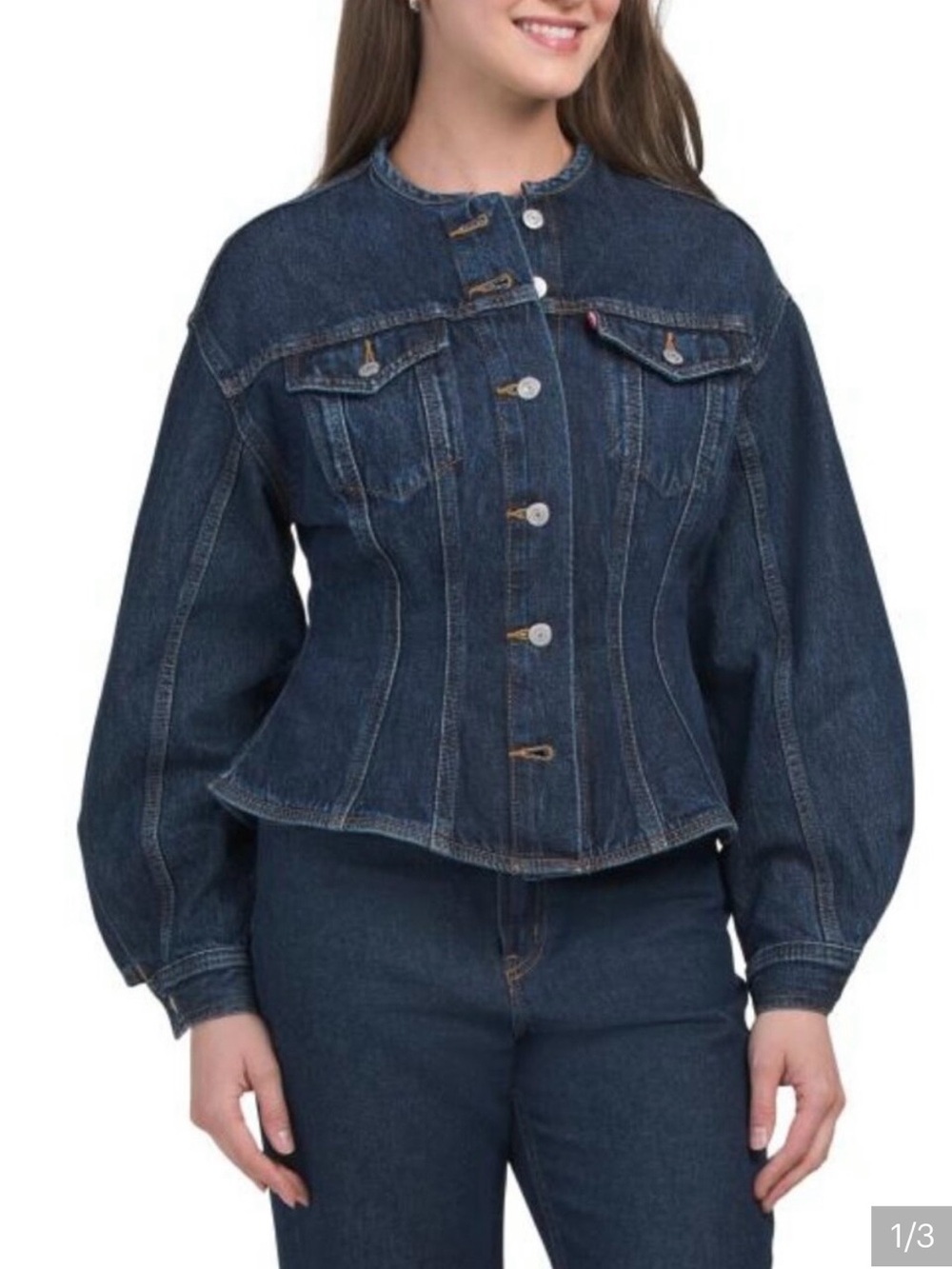 NWT Levi's Dark Blue Denim Peplum Jean Jacket